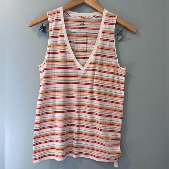 Madewell • Whisper Cotton V-neck Pocket Tank in Fieldgate stripe • NWT • X-Small - Picture 4 of 11